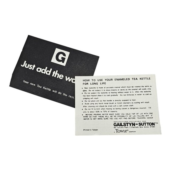 Vintage 1983 2 Qt Whistling Tea Kettle Porcelain Enamel Ivory W/Box Towle - Picture 9 of 16